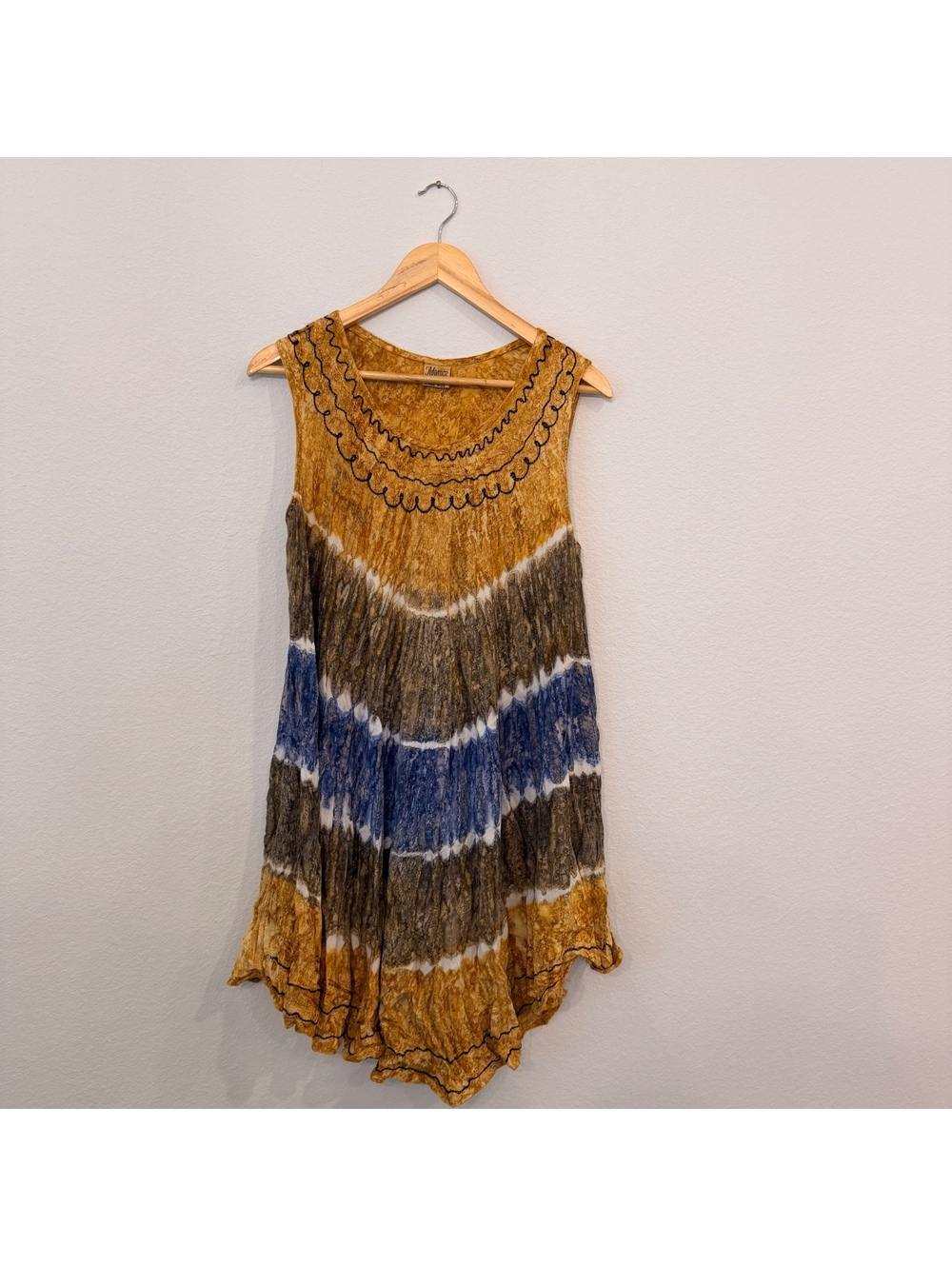 Advance Apparels Boho Tie Dye Crinkle Umbrella Dress OS